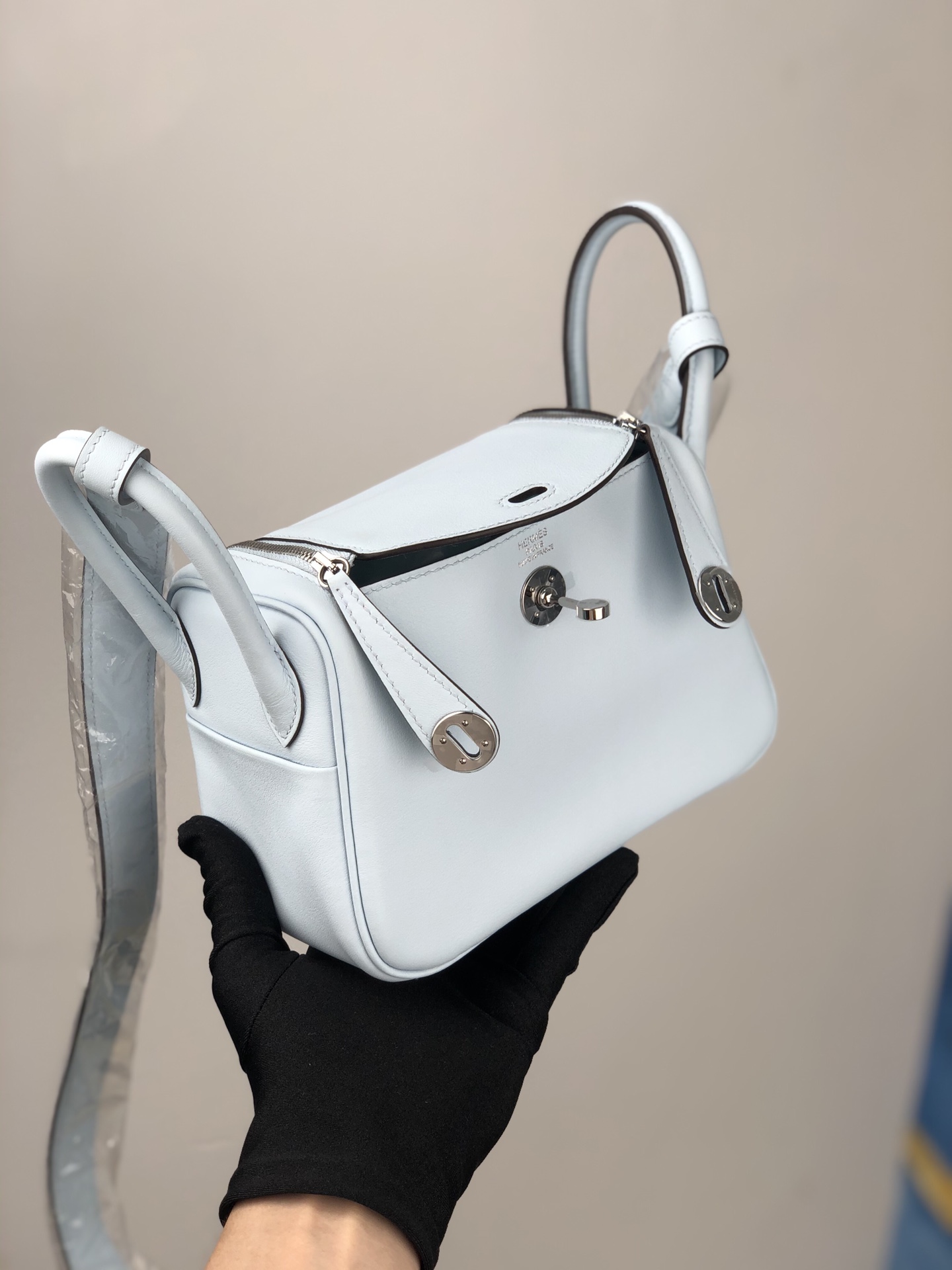 에르메스 미니 린디백 스위프트 블루 은장